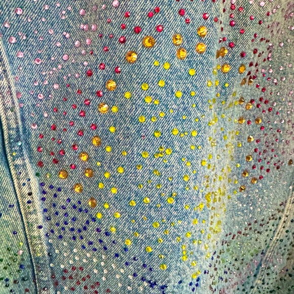 Sun Set Rhinestone hand applied on Sherpa Jean jacket - Picture 8 of 10